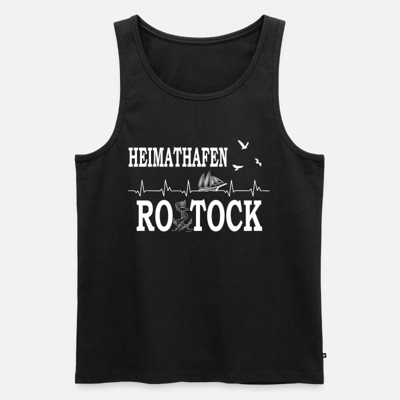 Herzschlag Heimathafen Rostock Rostocker Ostsee - Männer Premium Bio Tank Top - Schwarz