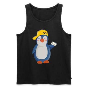Postman Postman Postman Funny Pingu - Men's Premium Organic Tank Top - black - Front - Michal (187cm)