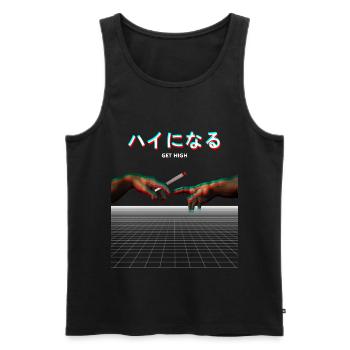 Vaporwave Création Adams Joint Get High 420 - Débardeur bio Premium Homme - noir - Devant - Michal (187cm)