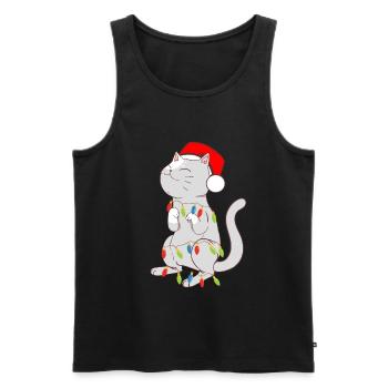 Schwarze Katze Bunte Lichter Katze Kätzchen - Männer Premium Bio Tank Top - Schwarz - Vorne - AI Model Male 178 light (178cm)