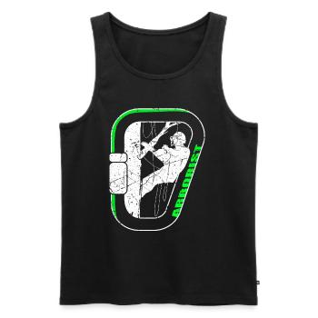 Karabiner Design Baumpflege Baumkletterer Arborist - Männer Premium Bio Tank Top - Schwarz - Vorne - Michal (187cm)