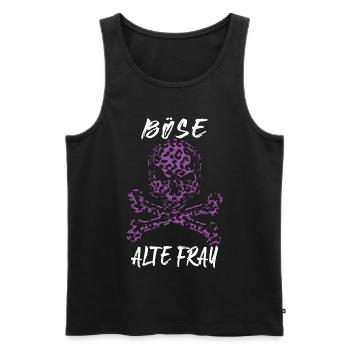 Böse Alte Frau Ironie Leopard Totenkopf Bikerin - Männer Premium Bio Tank Top - Schwarz - Vorne - Michal (187cm)