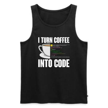 Funny Computer Coffee Programmer Design - Men's Premium Organic Tank Top - black - Front - AI Model Male 178 light (178cm)