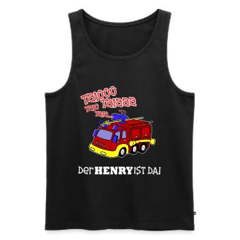 Geburt Geschenk Geburtstag Name Henry Feuerwehr - Männer Premium Bio Tank Top - Schwarz - Vorne - Michal (187cm)