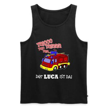 Geburt Geschenk Geburtstag Name Luca Feuerwehr - Männer Premium Bio Tank Top - Schwarz - Vorne - Michal (187cm)