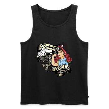 Vintage 50s RnR Design - Rockabilly Legend - Männer Premium Bio Tank Top - Schwarz - Vorne - AI Model Male 178 light (178cm)