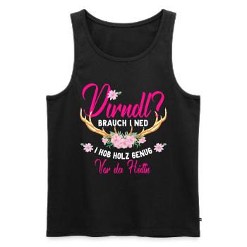 Dirndl Holz Vor Der Hütte Bayrisch Wiesn Tracht - Männer Premium Bio Tank Top - Schwarz - Vorne - Michal (187cm)