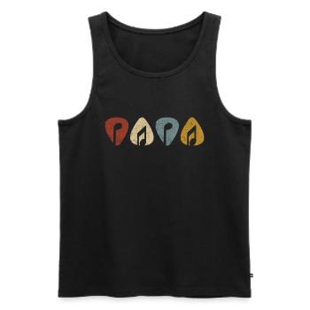 Gitarren Papa Musiker Noten Plektron Gitarrist - Männer Premium Bio Tank Top - Schwarz - Vorne - AI Model Male 178 light (178cm)