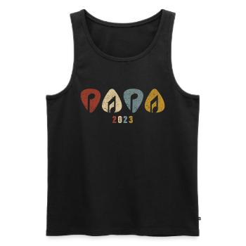 Gitarrist Papa 2023 Musiker Vater Gitarre Plektron - Männer Premium Bio Tank Top - Schwarz - Vorne - AI Model Male 178 light (178cm)