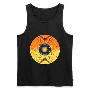 Vinyl-Schallplatte LP Musikproduzent Wellenform - Männer Premium Bio Tank Top - Schwarz - Vorne - AI Model Male 178 light (178cm)