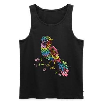 Vogel Mandala Vogelbeobachter Vogelfreund Buntes - Männer Premium Bio Tank Top - Schwarz - Vorne - AI Model Male 178 light (178cm)