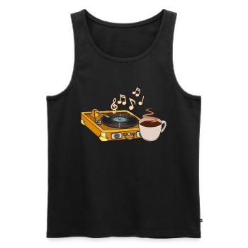 Vintage Vinyl Plattenspieler LP Plattenspieler - Männer Premium Bio Tank Top - Schwarz - Vorne - AI Model Male 178 light (178cm)