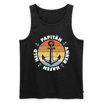 Papitän Papa Kapitän Vatertag Captain Anker Segler - Männer Premium Bio Tank Top - Schwarz - Vorne - Michal (187cm)