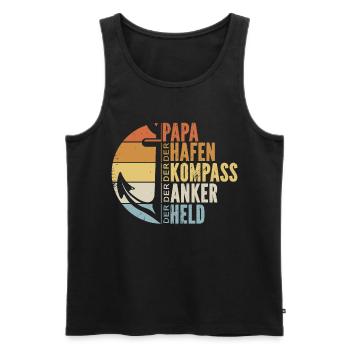 Papitän Papa Kapitän Vatertag Captain Anker Segler - Männer Premium Bio Tank Top - Schwarz - Vorne - Michal (187cm)