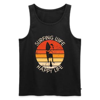 Surf femme Happy Life Wellenreiten Surfen Surfer - Débardeur bio Premium Homme - noir - Devant - Michal (187cm)