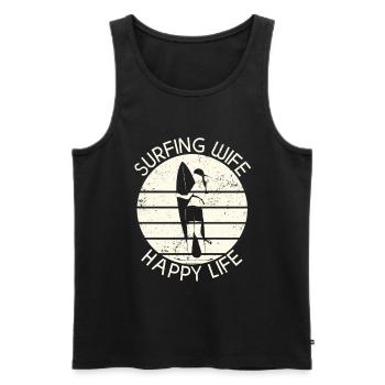 Surf femme Happy Life Wellenreiten Surfen Surfer - Débardeur bio Premium Homme - noir - Devant - Michal (187cm)