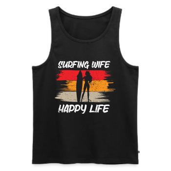 Surf femme Happy Life Wellenreiten Surfen Surfer - Débardeur bio Premium Homme - noir - Devant - Michal (187cm)