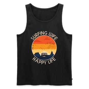 Surf femme Happy Life Wellenreiten Surfen Surfer - Débardeur bio Premium Homme - noir - Devant - Michal (187cm)