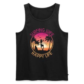 Surf femme Happy Life Wellenreiten Surfen Surfer - Débardeur bio Premium Homme - noir - Devant - Michal (187cm)