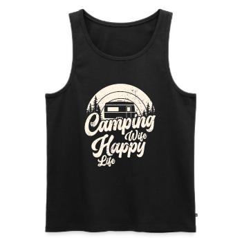 Camping Femme Happy Life Caravane Nature Camper - Débardeur bio Premium Homme - noir - Devant - Michal (187cm)