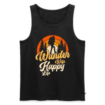 Hiking Hikers Mountains Mountaineering Hiking Girl - Men's Premium Organic Tank Top - black - Front - AI Model Male 178 light (178cm)