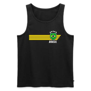 Brésil Maillot de fan de football brésilien Seleção - Débardeur bio Premium Homme - noir - Devant - AI Model Male 178 light (178cm)