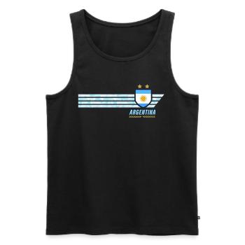Argentinien Albiceleste Fußball Fan Trikot - Männer Premium Bio Tank Top - Schwarz - Vorne - Michal (187cm)