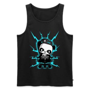 Cute Gaming Panda, PEW PEW, Nerd, Gamer, Gaming - Men's Premium Organic Tank Top - black - Front - AI Model Male 178 light (178cm)