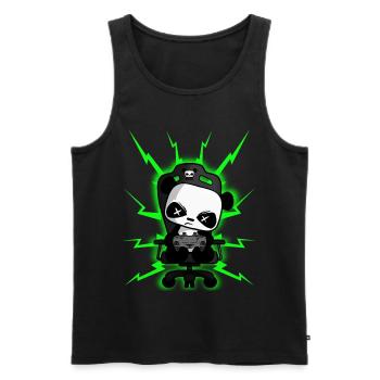 Cute Gaming Panda, PEW PEW, Halloween, Horror - Men's Premium Organic Tank Top - black - Front - AI Model Male 178 light (178cm)
