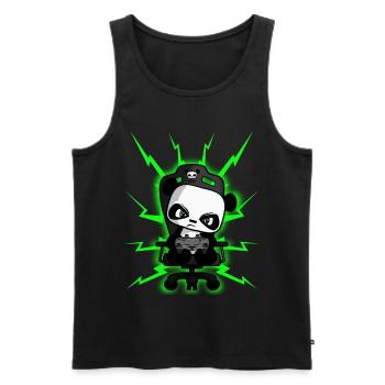 Cute Gaming Panda, PEW PEW, Nerd, Gamer, Gaming - Men's Premium Organic Tank Top - black - Front - AI Model Male 178 light (178cm)