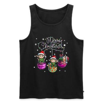 Merry Christmas Elf Christmas Ball Motif - Men's Premium Organic Tank Top - black - Front - Michal (187cm)