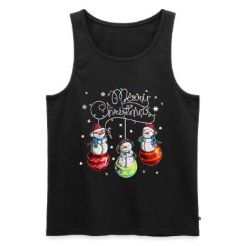 Merry Christmas Snowman Christmas Ball Motif - Men's Premium Organic Tank Top - black - Front - Michal (187cm)