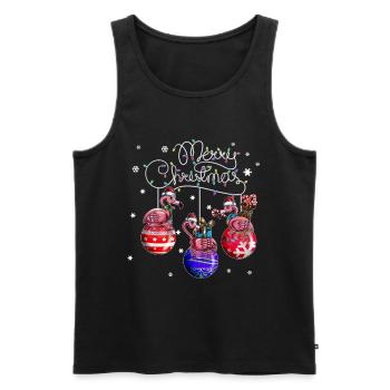 Merry Christmas Flamingo Christmas Ball Motif - Men's Premium Organic Tank Top - black - Front - Michal (187cm)