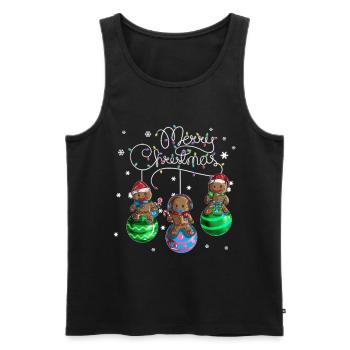 Merry Christmas Gingerbread Christmas Ball Motif - Men's Premium Organic Tank Top - black - Front - Michal (187cm)