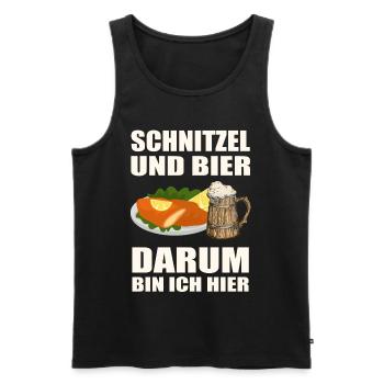 Schnitzel und Bier darum bin ich hier - Männer Premium Bio Tank Top - Schwarz - Vorne - Michal (187cm)