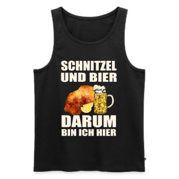 Schnitzel und Bier darum bin ich hier - Männer Premium Bio Tank Top - Schwarz - Vorne - Michal (187cm)