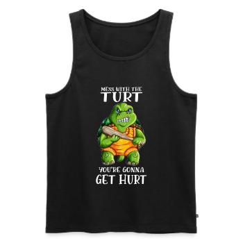Jouez avec le Turt que vous allez blesser - Débardeur bio Premium Homme - noir - Devant - AI Model Male 178 light (178cm)