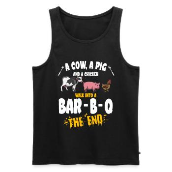 Une vache, un cochon et un poulet entrent dans un bar BQ Grill - Débardeur bio Premium Homme - noir - Devant - Michal (187cm)