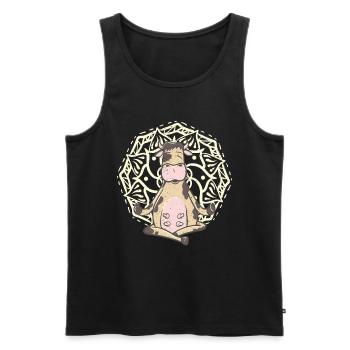 Eine Kuh Kühe Namaste Kuh Motiv macht Yoga - Männer Premium Bio Tank Top - Schwarz - Vorne - Michal (187cm)