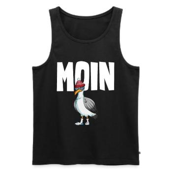 Plattdeutsche Möwe Moin Spruch Nordsee Liebhaber - Männer Premium Bio Tank Top - Schwarz - Vorne - Michal (187cm)