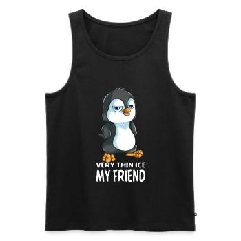 Très mince Glace mon ami Empereur Pingouin Cadeau - Débardeur bio Premium Homme - noir - Devant - AI Model Male 178 light (178cm)