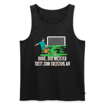 Herren Meister schießt jetzt Fußball Torwart - Männer Premium Bio Tank Top - Schwarz - Vorne - Michal (187cm)