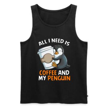 Tout ce dont j’ai besoin, c’est de café et de mon pingouin empereur pingouin - Débardeur bio Premium Homme - noir - Devant - AI Model Male 178 light (178cm)