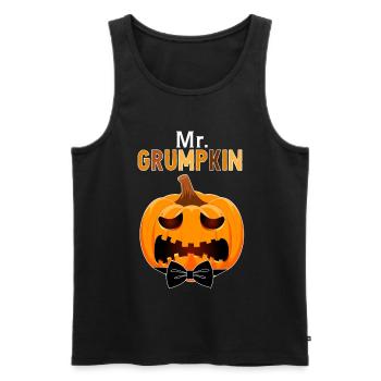Mr. Papa Grumpkin Halloween Pumpkin Family Outfit - Men's Premium Organic Tank Top - black - Front - AI Model Male 178 light (178cm)