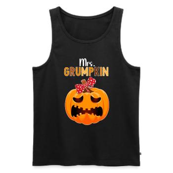 Mrs. Mama Grumpkin Halloween Pumpkin Family Outfit - Men's Premium Organic Tank Top - black - Front - AI Model Male 178 light (178cm)
