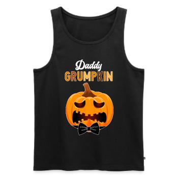 Daddy Grumpkin Halloween Pumpkin Family Outfit - Men's Premium Organic Tank Top - black - Front - AI Model Male 178 light (178cm)