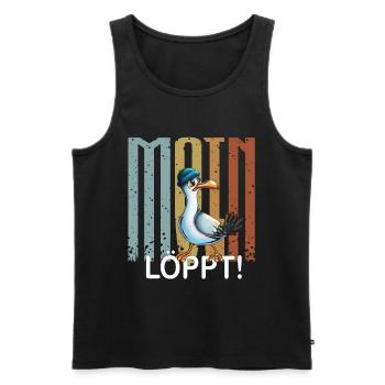 Plattdeutsche Möwe Moin Spruch Nordsee Liebhaber - Männer Premium Bio Tank Top - Schwarz - Vorne - Michal (187cm)