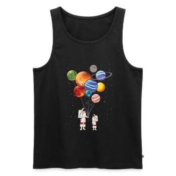 Planète Vaisseau spatial volant Spaceman Galaxy - Débardeur bio Premium Homme - noir - Devant - Michal (187cm)