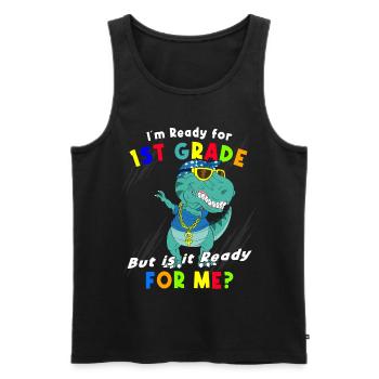 Inscriptions scolaires Écoliers 2022 Dinosaures - Débardeur bio Premium Homme - noir - Devant - Michal (187cm)