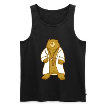 Docteur ours docteur cadeau ourson - Débardeur bio Premium Homme - noir - Devant - AI Model Male 178 light (178cm)